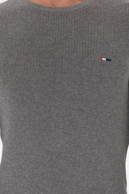 Erkek Slim Fit Bisiklet Yaka Gri Melanj Basic Kazak - U.s. polo assn фото 6