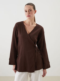 Kruvaze Yaka Dokulu Kad?n Kimono