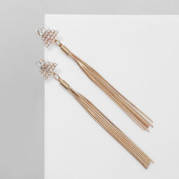 Серьги висячие со стразами Одиссея треугольник, цвет белый в серебре