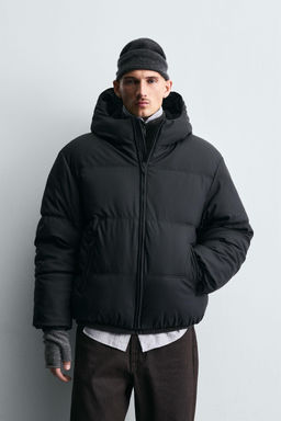 RUBBERISED CONTRAST PUFFER JACKET