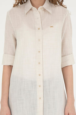 Женская рубашка цвета хаки с длинным рукавом светлого цвета - U.s. polo assn фото 13