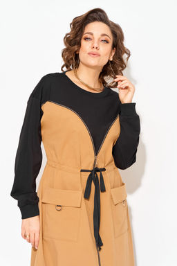 Платье Liliana 1510 карамель+черный  фото 2