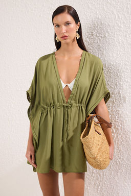 Haki Mini Dokuma Nak?sl? Plaj Kimono&Kaftan TBESS25KM00013