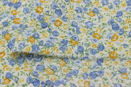 Импорт.хлопок Жатка Селеста (голубые цветы), ш.1.30м, хлопок-100%, 90гр/м.кв - Купава фото 3