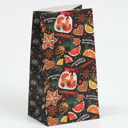 Цена за 10 шт. Пакет подарочный без ручек новогодний «Счастливых моментов», 10×19.5×7 см