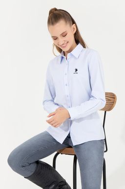 U. S. Polo Assn Женская голубая базовая рубашка с длинным рукавом - U.s. polo assn фото 2