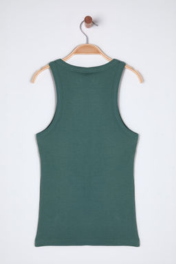 Haki*001 Vucuda Oturan Regular Boy Halter Yaka Fitilli Pamuklu Esnek Orme Atlet TWOSS24AL00002