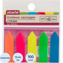 Клейкие закладки пласт. 5цв.по 20л. 12ммх44 Attache стрелки  фото 2