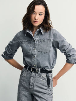 Джинсовая рубашка на пуговицах / Zarina