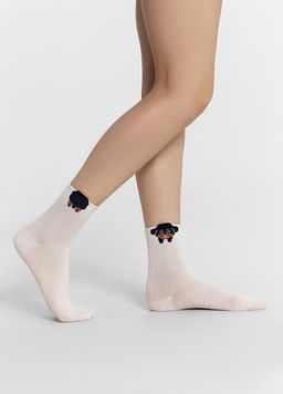 Цена за 5 пар! Носки женские розовые с рисунком в виде собачки