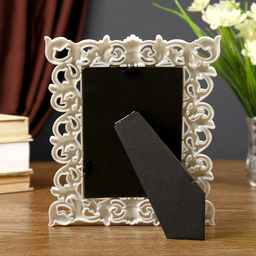 Фоторамка пластик 10х15 см "Узоры из листьев" белая 23,7х19,3 см