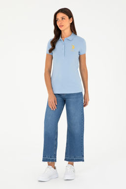 Женская голубая базовая футболка - U.s. polo assn фото 4