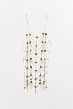 METALLIC DRESS WITH BEADS AND FLOWERS - Zara фото 3