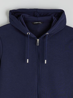 Standart Kal?p Kap??onlu Erkek Fermuarl? Sweatshirt