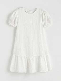 Bisiklet Yaka ?i?ekli K?z ?ocuk Elbise