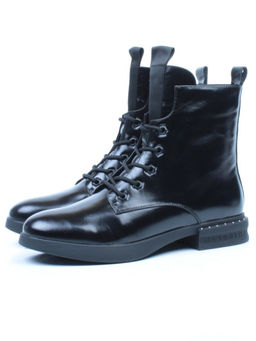 01-CH6315-21B100M BLACK Ботинки демисезонные женские (натуральная кожа, байка)