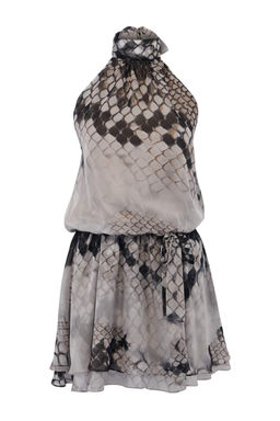 Cok Renkli Animal Bask?l? Sifon Astarl? Mini Dokuma Elbise TWOSS26EL00713