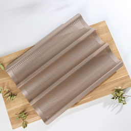 Форма для выпечки багетов Gold перфорированная, 38,5?28,5?3,5 см, антипригарное покрытие, цвет золотой