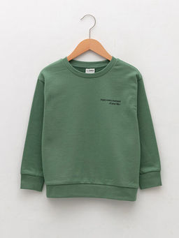 Bisiklet Yaka Bask?l? Uzun Kollu Erkek ?ocuk Sweatshirt