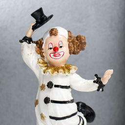 Фигурка полистоун «Клоун в полосатом костюме», чёрно-белый с золотом, 18×7×10 см