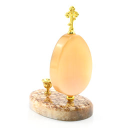 Икона из селенита с подсвечником "Христос воскрес" №1 55*80*107мм Радуга камня