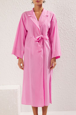 Pembe Maxi Dokuma Kruvaze Baglamal? %100 Pamuklu Plaj Kimono&Kaftan TBESS25KM00004 - Trendyolmilla фото 3