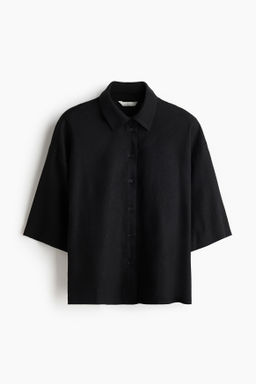 Camisa oversize en mezcla de lino - H&m фото 3