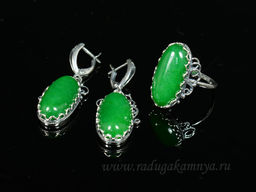 Кольцо Серьги с кварцем (имитация хризопраза) размер 19