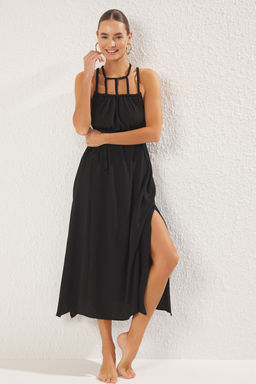 TRENDYOLMILLA Kahverengi Kusakl? Maxi Dokuma Baglamal? Plaj Elbisesi TBESS23EL00070 фото 10