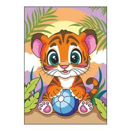 Картина по номерам для малышей на картоне 20х30 "Тигрёнок"