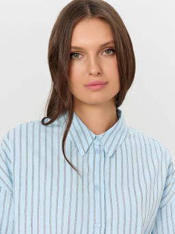 Рубашка женская голубая в полоску - Mark formelle фото 4