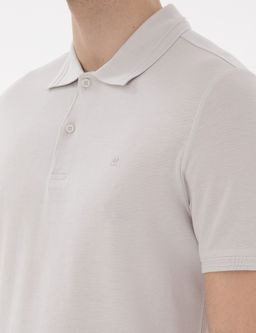 A__k Gri Slim Fit %100 Pamuk Polo Yaka Basic Ti__rt