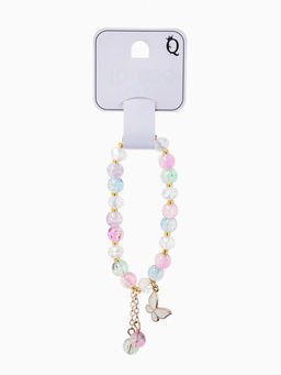 Браслет с подвесками "Сахарный" бабочка, шар №8, цветной в золоте