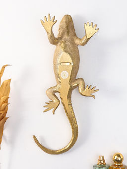Панно интерьерное полистоун "Ящерица шипохвост" золото 38,7х16,9х9,5 см
