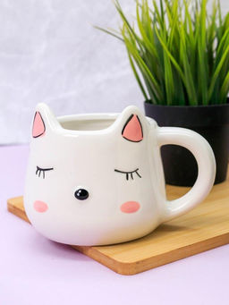 Кружка керамическая Sleepy kitty, white, 450 мл