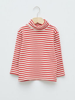 Bal?k?? Yaka ?izgili Uzun Kollu Pamuklu Erkek Bebek Ti??rt