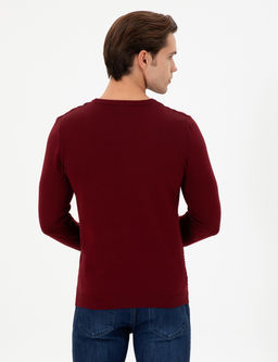 Erkek Slim Fit Bisiklet Yaka Bordo Kazak - U.s. polo assn фото 5