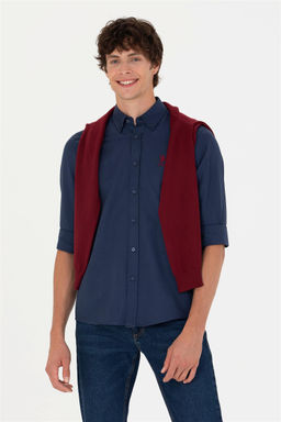 Мужская темно-синяя базовая рубашка с длинным рукавом Неожиданная скидка в корзине