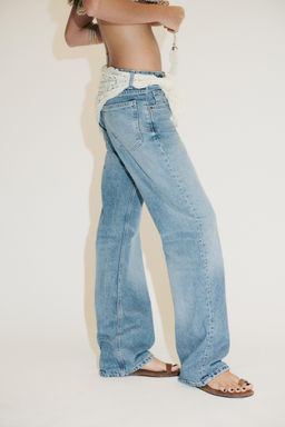 TRF WIDE-LEG MID-WAIST SCARF JEANS - Zara фото 14