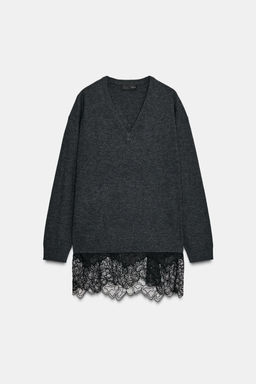 LONG KNIT JUMPER WITH LACE DETAIL - Zara фото 18