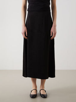 Beli Fermuarl? Saten Kad?n Etek