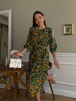 Платье DilanaVIP 2093 зеленый принт - Dilana vip фото 4