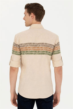 Мужская бежевая рубашка с длинным рукавом - U.s. polo assn фото 5