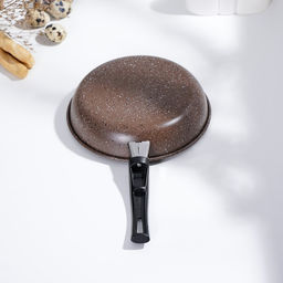 Сковорода Доляна Rock, d=19 см, пластиковая ручка, антипригарное покрытие, углеродистая сталь, коричневая