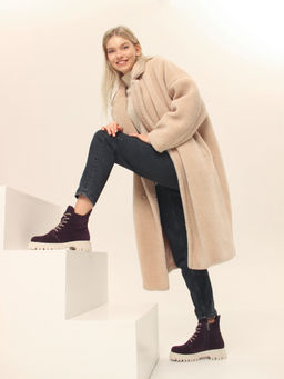 Ботинки 228.V.1541be.Сливовая замша/байка