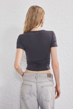 Antrasit Buzgu/Drape Detayl? Fitted Orme Bluz TWOSS25BZ00505