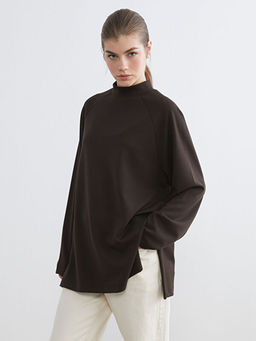 Dik Yaka Oversize Kad?n Sweatshirt Tunik