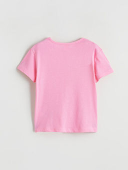 Bisiklet Yaka Bask?l? K?z ?ocuk Ti??rt