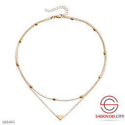 Колье женское двойное с сердцем