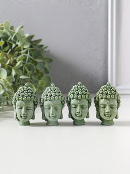Сувенир полистоун "Голова Будды" набор 4 шт зелёный 3,3х3,7х5,5 см